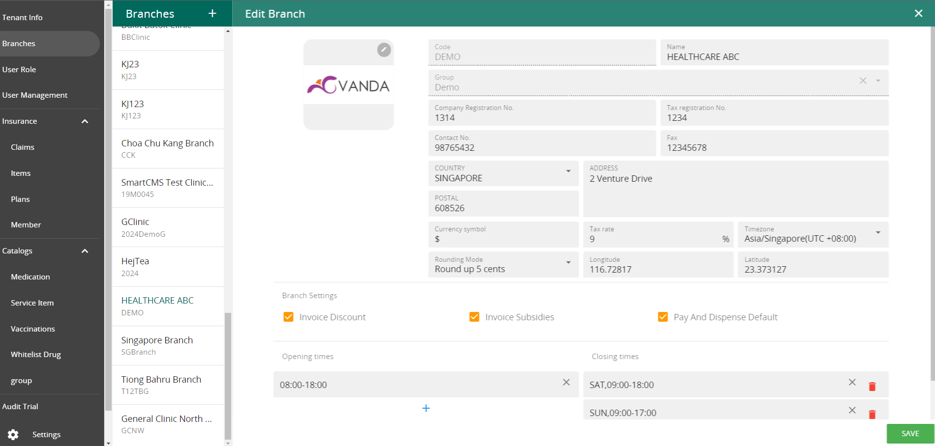 Branch Information